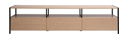Produktbild von Miliboo - Fernsehmöbel in heller Eichenholzoptik und schwarzem Metall L180 cm MAXENCE