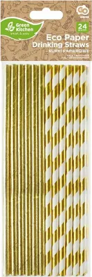 Image de Pailles en papier dorées, assortiment, 24 pièces