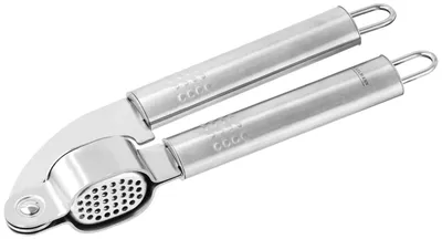 Image de Fackelmann Presse-ail OVALGRIFF, ustensile de cuisine pratique en acier inoxydable, coupe-ail avec poignée ergonomique (couleur : argent)