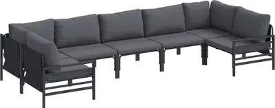 Immagine prodotto di vidaXL Set di divani da giardino con cuscini 7 pezzi in acciaio nero