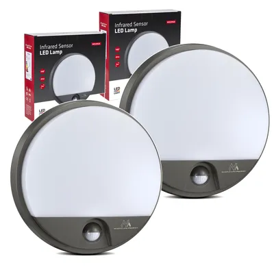 Imagen del producto de Lámpara LED doble con sensor de movimiento PIR. Color: Gris. 15W. IP54. 1100 lúmenes. Luz de día. Modelo: MCE291 W. Marca: Maclean