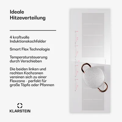 Produktbild von Klarstein Induktionskochfeld 4 Platten, 90cm Glaskeramik-Induktionskochfeld mit 4 Kochfelder, 7200W Induktionskochfeld, Herd mit Touch-Control & Überhitzungsschutz, Effizientes Glaskeramikkochfeld