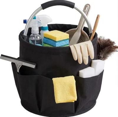 Klappbare Reinigungsbox mit Griff, Oxford-Stoff, 17 l, schwarz