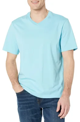 Immagine prodotto di Essentials, maglietta a maniche corte con scollo a V, confezione da 2, azzurra, taglia XXL