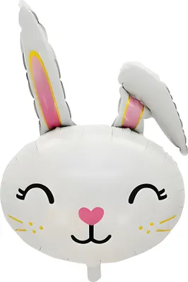 Image de Ballon en plastique Lapin, tête de lapin de Pâques blanc, env. 74*53 cm