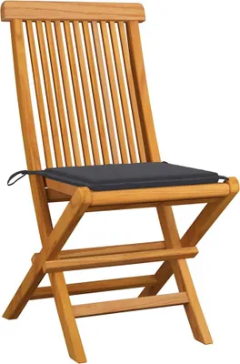 Produktbild von vidaXL Gartenstühle mit Anthrazit Kissen 6 Stk. Massivholz Teak