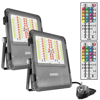 RGB LED Außenspot 20W, 2er-Pack, IP65, dimmbar, Fernbedienung