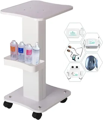 Productafbeelding van Wielwagen voor schoonheidssalon, cosmetische trolley, schoonheidssalon, trolley, draagbare ABS-kunststof trolley, werkwagen, schoonheidstrolley met opbergvak en remwiel, spa, salon