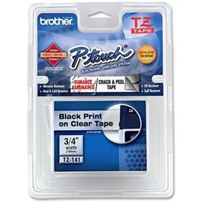 Produktbild von Brother Black on Clear Gloss Laminated Tape, 18mm, TZ, China, 8 m, 70,5 mm, 92 mm, 26 mm