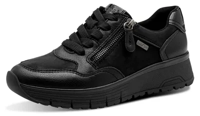 Produktbild von Jana Damen Sneaker flach mit Schnürsenkeln Vegan, Black Uni, 38