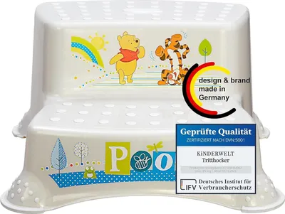Produktbild von Premium zweistufiger Tritthocker Disney Winnie Puuh perlweiß stabiler Hocker