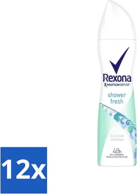 Zdjęcie produktu dla Rexona - Shower Fresh - Dezodorant w sprayu - Antyperspirant - 150 ml - Opakowanie Advantage - 12 szt