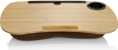 Produktbild von hjh OFFICE Laptopunterlage COMFILAP I Notebook Ständer, Laptop Unterlage für Bett, Couch aus Bambus, Stoff