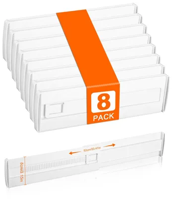 Produktbild von Set von 8 Verstellbaren Kunststoff-Schubladenteilern - Organizer für Kleidung