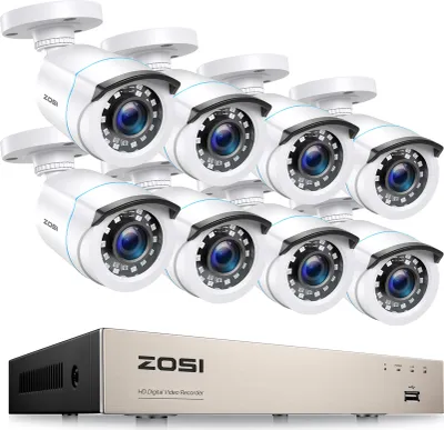 Produktbild von Sicherheitskamerasystem, 8 Kameras, 1080P Videoauflösung, Weiß, Keine
