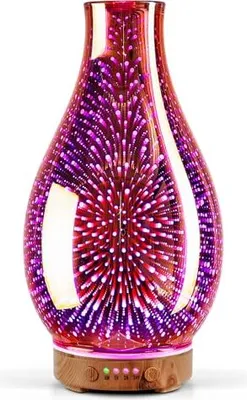 Produktbild von Porseme 100 ml Aroma Diffusor ätherische Öle, handgefertigtes Roségoldglas, Ultraschallbefeuchter, ruhig, 7 Farblichter, BPA-freie, 4 Timer, Enthaupte