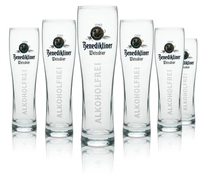Produktbild von 6x Benediktiner Bier Glas 0,5l Weizen Alkoholfrei Sahm Madison