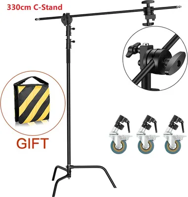 Image de Photographie C-Stand, design pliable, construction en acier inoxydable, gris foncé
