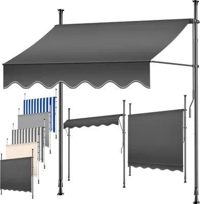 Produktbild von KESSER® Klemmmarkise mit Handkurbel Balkon, Balkonmarkise ohne Bohren, UV-beständig höhenverstellbar wasserabweisend , Sonnenschutz, Terrassenüberdachung , einfache Montage