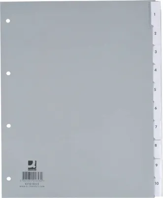 Productafbeelding van Q-Connect® KF01853 Register - blanco, polypropyleen, A4, extra breed, 10 vel, grijs