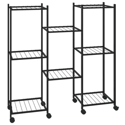 Obrázek produktu pro vidaXL Stojan na květiny s kolečky 83x25x83,5 cm černá litina