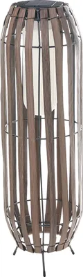 Produktbild von BELIANI Laterne Solar LED Dunkelbraun Holzoptik Kunststoff u. Metall 69 cm Hoch Wiederaufladbar Outdoor & Indoor Boho Gartenlaterne Solarlaterne