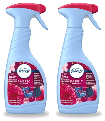 Zdjęcie produktu dla 2 spraye do tkanin Febreze Robijn Jasmin - 500 ml - Opakowanie ekonomiczne - 2 sztuki