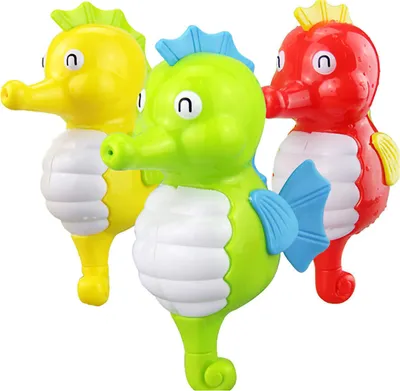 Produktbild von Badespielzeug, Wasserspray, Sprinkler, aufziehbar, Uhrwerk, Feder, schwimmend, für Kleinkinder, Seepferdchen, zufällige Farbe