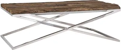 Immagine prodotto di Milani Home - tavolino da salotto 130 x 70 x 45 cm, legno naturale e vetro