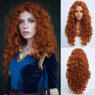Zdjęcie produktu dla Peruka kręcona długa, miedzianoczerwona, włosy syntetyczne, do cosplay