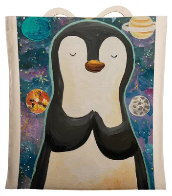 Produktbild von Mr. & Mrs. Panda Shopping Tasche Pinguin Universum - Transparent - Geschenk, Laptoptasche, Einkaufstasche, Schultasche, Tote Bag