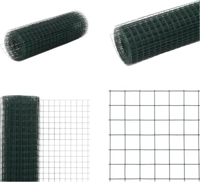 Image de vidaXL Clôture en fil de fer Acier avec revêtement PVC 25x0,5 m Vert - Clôture en fil de fer - Grillage - Fils de fer à maille
