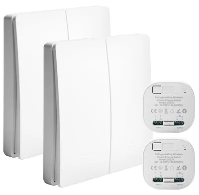 Funklichtschalter-Set, batterielos, 230 V, 433 MHz, IP65, 2er-Pack