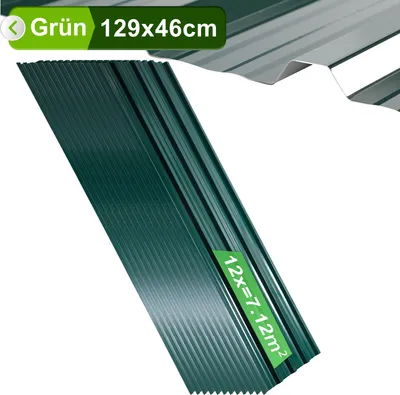 Produktbild von TolleTour 12/24/36 Stück Trapezblech Metallblech Dachblech 129x46cm Profilblech Grün für Gerätehaus Carport - 12er Set (7m²)