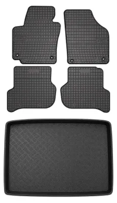 Zdjęcie produktu dla Dywaniki gumowe + mata bagażnika do Volkswagen Golf V 2003-2009 (standardowy bagażnik) – czarne, dopasowane – Wielganizator SolidPRO