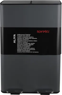 Produktbild von spirella Mülleimer Mülltrennsystem Mülltrennung mit Deckel 60 L (2x30 Liter) mit Inneneimer große Abfallbehälter Abfalleimer Treteimer Edelstahl Grau