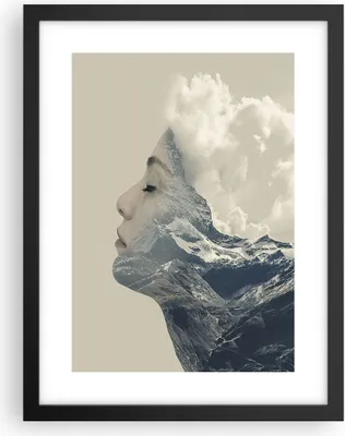 Produktbild von Gerahmtes Poster - Schwarzer Rahmen - Grafik Frau Berge - 30x40 cm - Wand Bild - Wanddeko - Wandbilder - Kunstposter - Wandposter - Bilderrahmen - Bilder - Kunstdruck - Wandbild - P2BPA30x40-4323