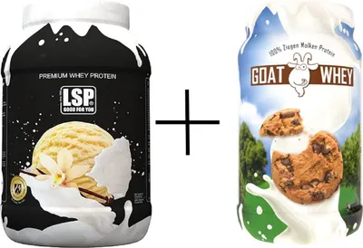 Produktbild von LSP Premium Whey Protein(1.800g),VanilleIceCream+GOATWHEY( 600g) Cookies&Cream, PULVER