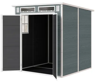 Produktbild von Outsunny Gerätehaus 2,89 m², Geräteschuppen mit Holzoptik 3 Fenster Doppeltür