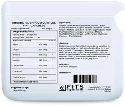 Obrázok produktu pre Organický hubový komplex 7 v 1, 60 kapsúl