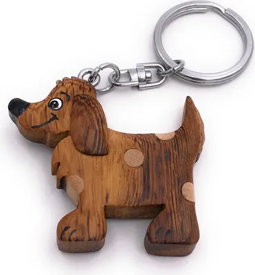 Image de Onwomania Porte-clés en bois chien animal de compagnie quadrupède mâle famille chien de compagnie pendentif Charm