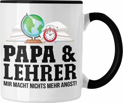 Produktbild von Trendation - Papa und Lehrer Tasse Geschenkidee Vater für Lehrer Geburtstag Vatertag Spruch Geschenkidee (Schwarz)