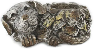 Produktbild von Tier Figur in Stein-Optik Hund mit Blumen-Topf 32 x 20cm