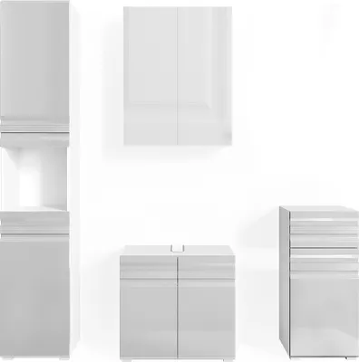 Produktbild von Badmöbel-Set Vicco Fredd Weiß Hochglanz 4 Teile, Model 30430