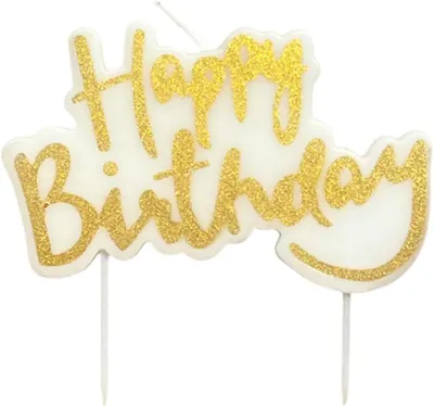 Produktbild von Kaars "Happy Birthday" mit Glitzer, goldfarben, 1 Stück