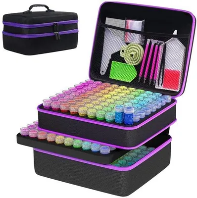 Produktbild von Diamantschilderijen-Organisator, große Transportbox für Diamantschilderien, 240-fachige, tragbare Schatulle