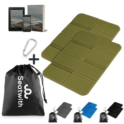 Produktbild von Set aus 2 faltbaren Outdoor-Sitzkissen mit Tragetasche