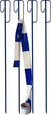 Produktbild von Warnband blau-weiss 100m x 80mm reißfest + 4 Absperrhalter blau