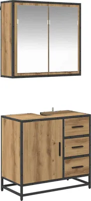 Zdjęcie produktu dla vidaXL Zestaw mebli do łazienki, 2 szt., imitacja dębu Artisan, 65 x 33 x 60 cm