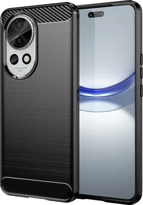 Produktbild von Hülle für Huawei Nova 12 Pro Carbon-Faser Weich TPU Silikon Stoßfest Handyhülle Schwarz